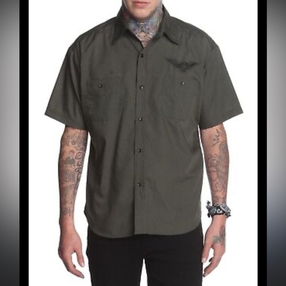ROCK STEADY MENS WINGED SKULL RIDER SHIRT ROCKABILLY LOUNGE WESTERN COWB… - Picture 1 of 5